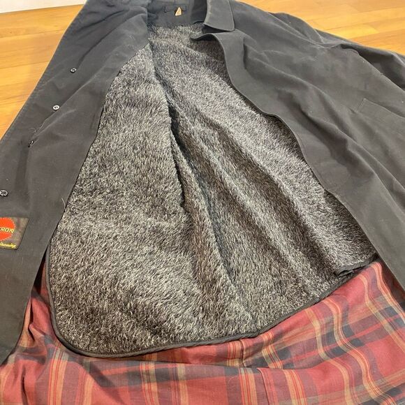 Men's Vintage Koratron Scotchgard Black Trench Rain Over Coat - with Liner - 42R - Picture 4 of 5